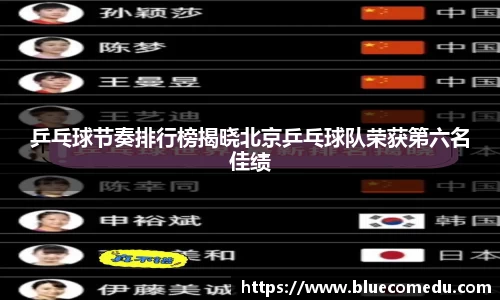 乒乓球节奏排行榜揭晓北京乒乓球队荣获第六名佳绩